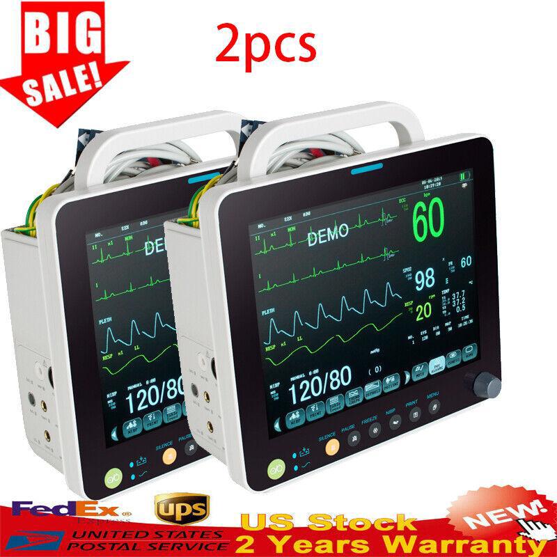 12'' Medical Patient Monitor ICU Vital Signs SpO2/PR/NIBP/ECG/RESP/TEMP FDA - Picture 14 of 17