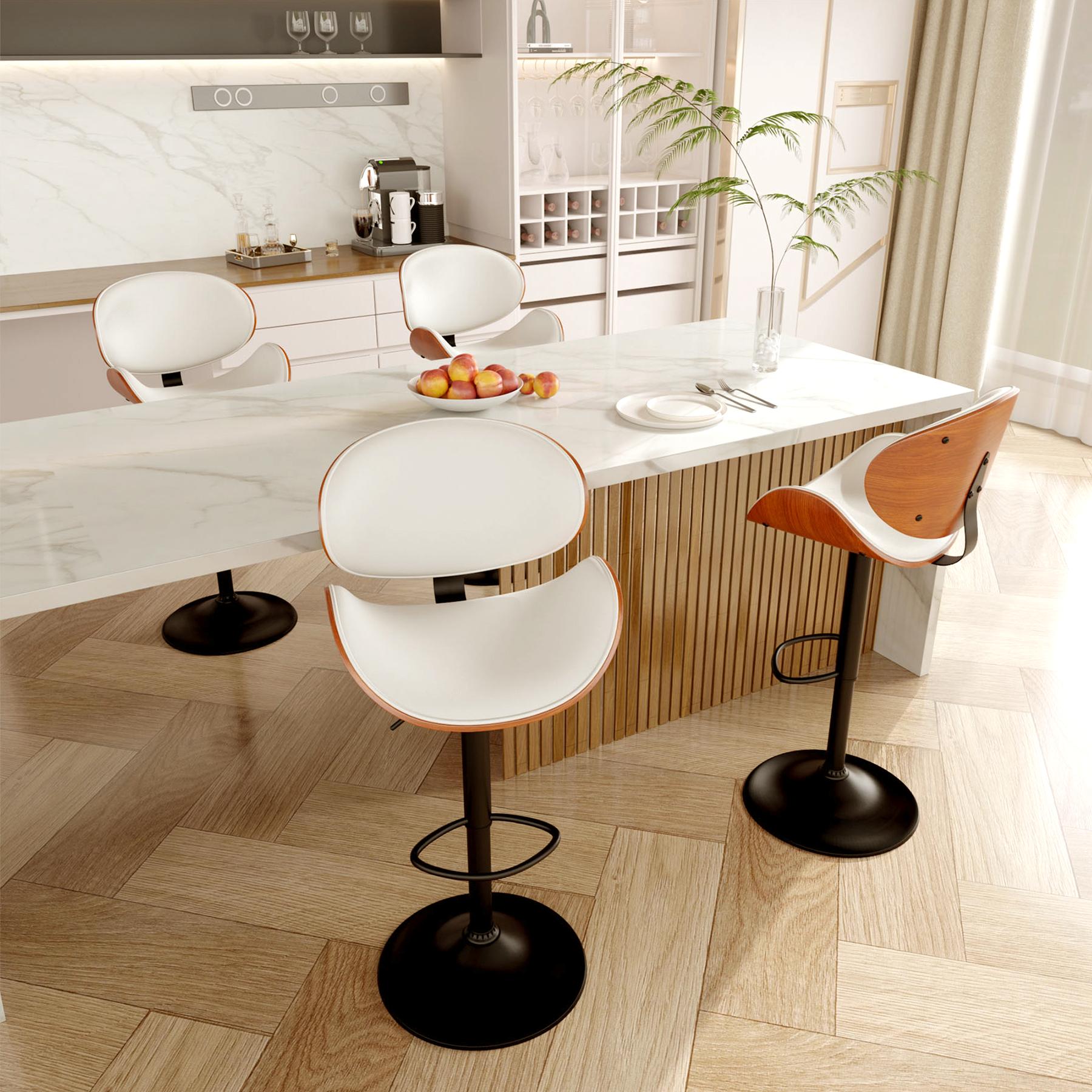 Swivel Adjustable For Bar Stools Set of 2 Backrest Footrest Kitchen Dining Room - Picture 7 of 14
