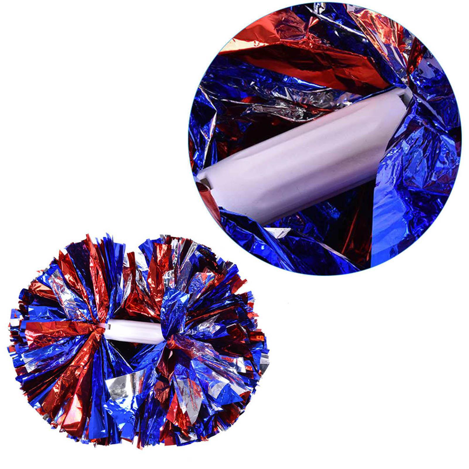 Cheerleader Pom Poms Silver Red Blue for Dance Party School Sports Aerobics