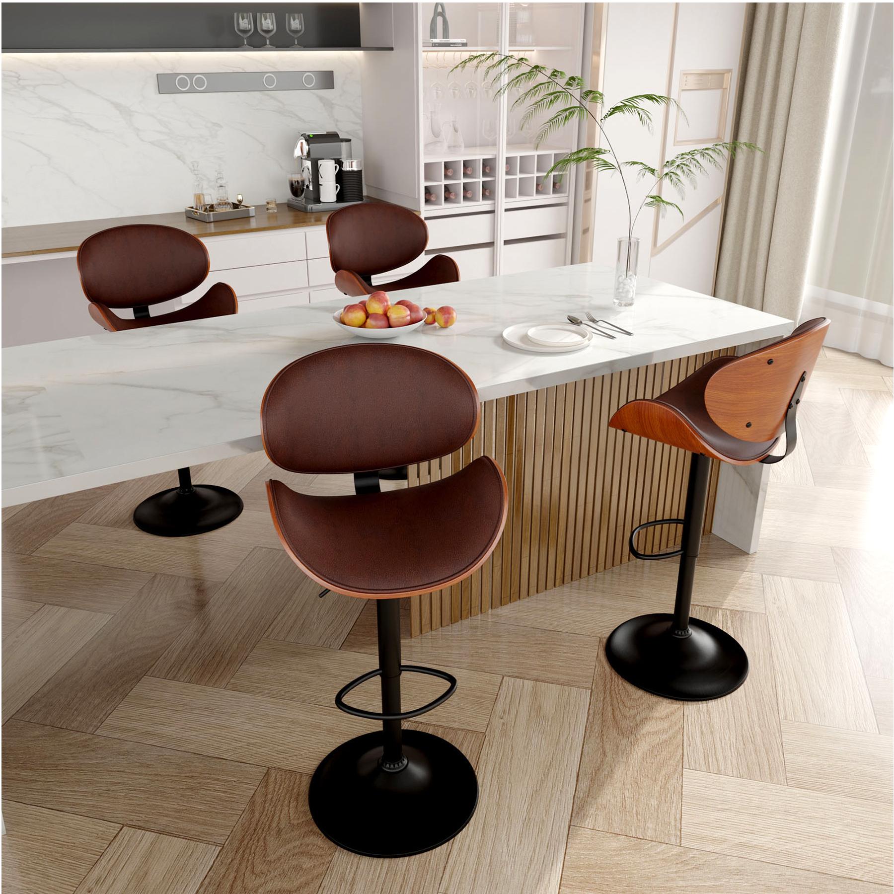 Swivel Adjustable For Bar Stools Set of 2 Backrest Footrest Kitchen Dining Room - Picture 6 of 14