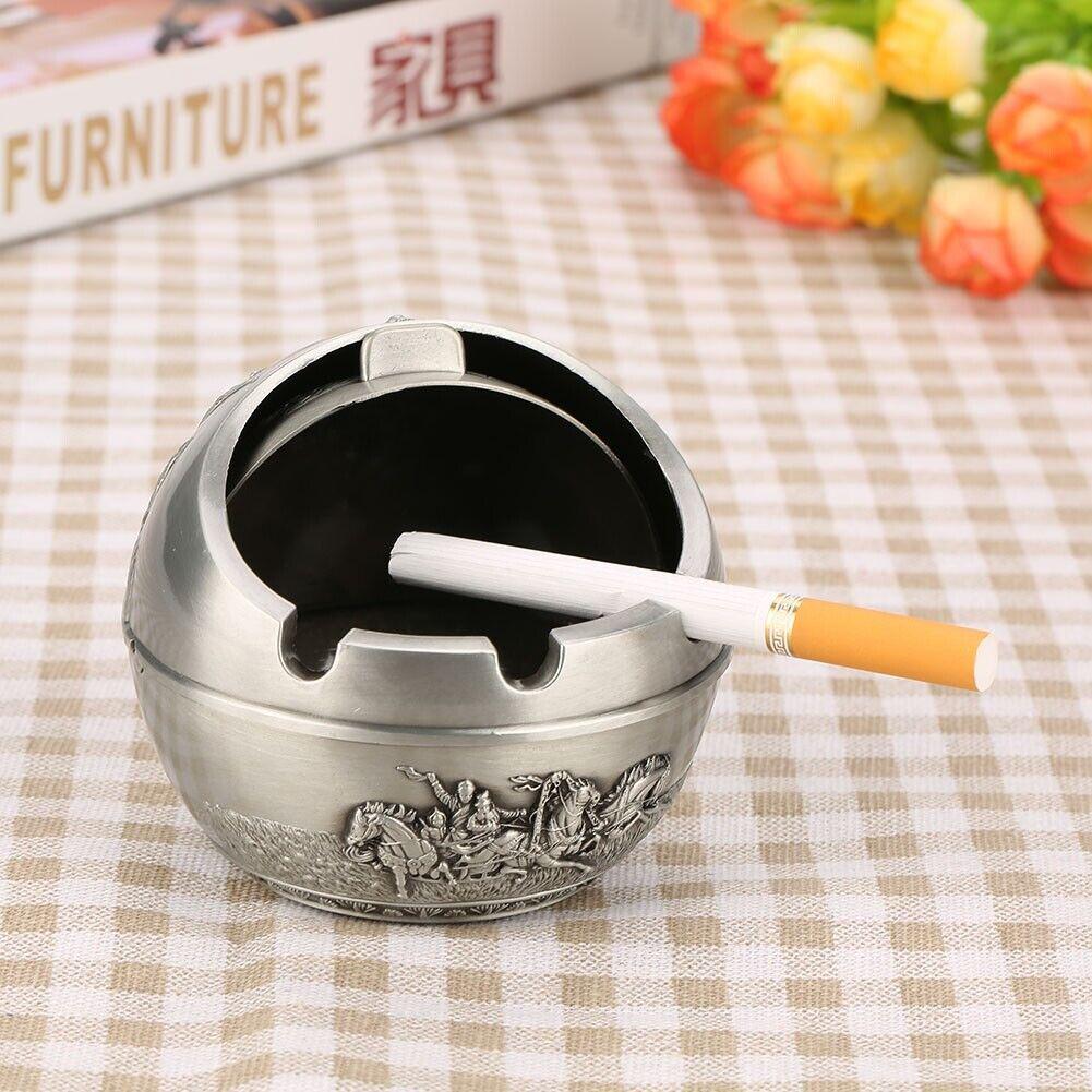Portable Travel Car Ashtray Lid Stamped Pattern Decorative Gift Home Decoration