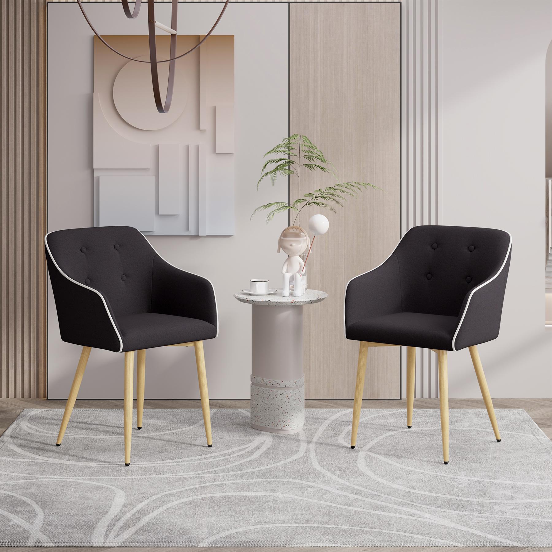 Modern Upholstered Dining Chairs Set of 2 Stylish Kitchen Seating Furniture