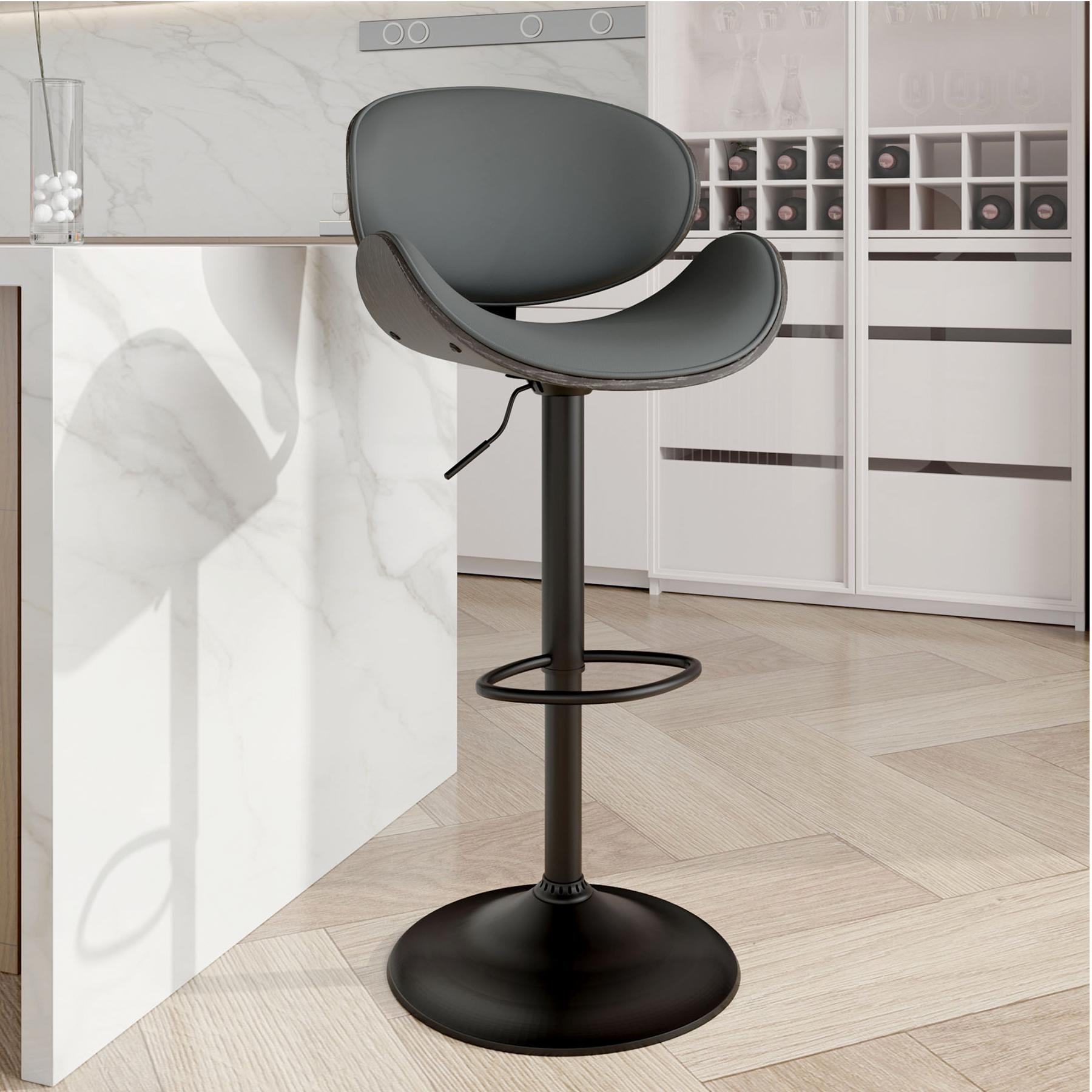 Swivel Adjustable For Bar Stools Set of 2 Backrest Footrest Kitchen Dining Room - Picture 8 of 14