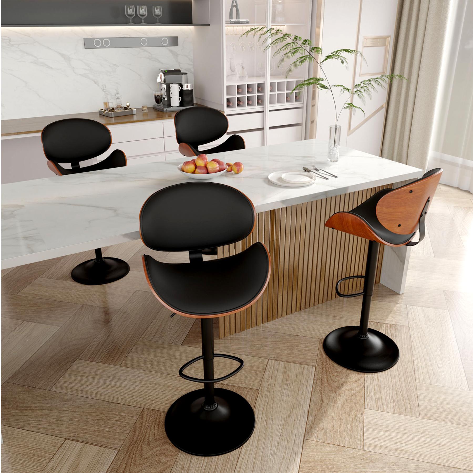Swivel Adjustable For Bar Stools Set of 2 Backrest Footrest Kitchen Dining Room - Picture 2 of 14
