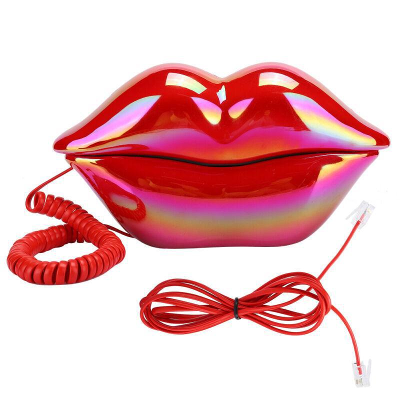 European Style Lips Shaped Corded Landline Telephone Desktop Home Hotel Decor - Zdjęcie 15 z 18