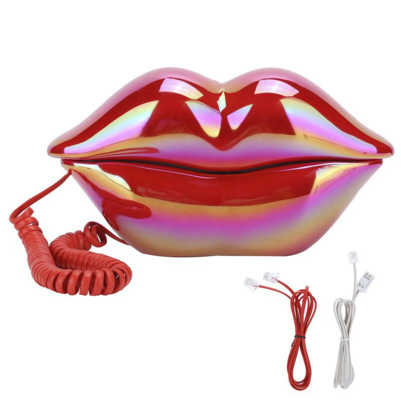 European Style Lips Shaped Corded Landline Telephone Desktop Home Hotel Decor - Zdjęcie 13 z 18
