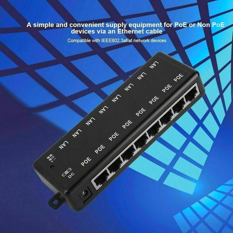 Interruttore iniettore PoE 8 porte alimentazione su Ethernet DC12V a 48V senza adattatore di alimentazione - Foto 5 di 12
