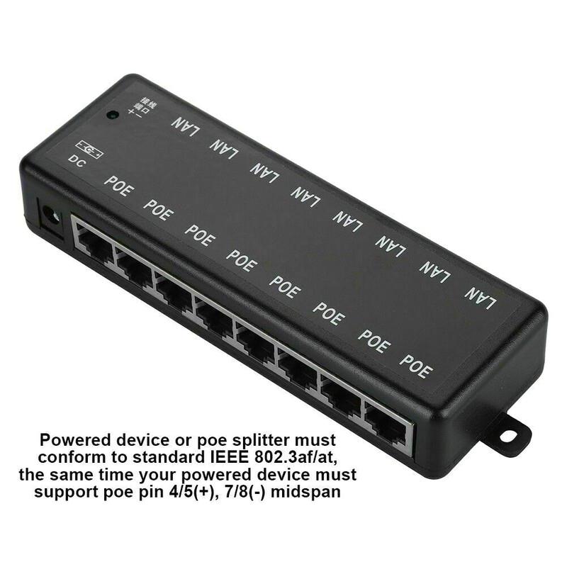 Interruttore iniettore PoE 8 porte alimentazione su Ethernet DC12V a 48V senza adattatore di alimentazione - Foto 6 di 12