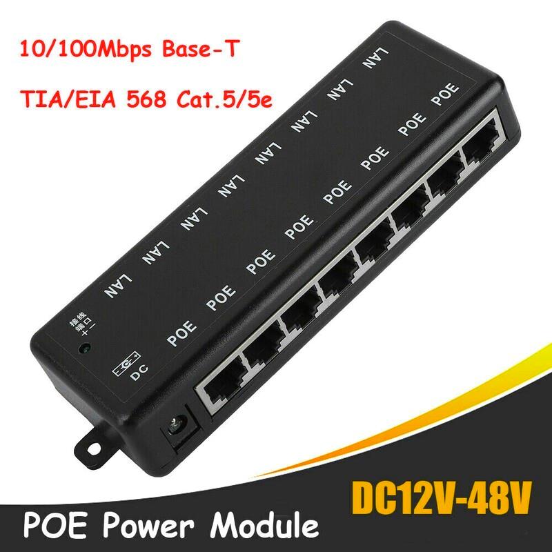 Interruttore iniettore PoE 8 porte alimentazione su Ethernet DC12V a 48V senza adattatore di alimentazione - Foto 2 di 12