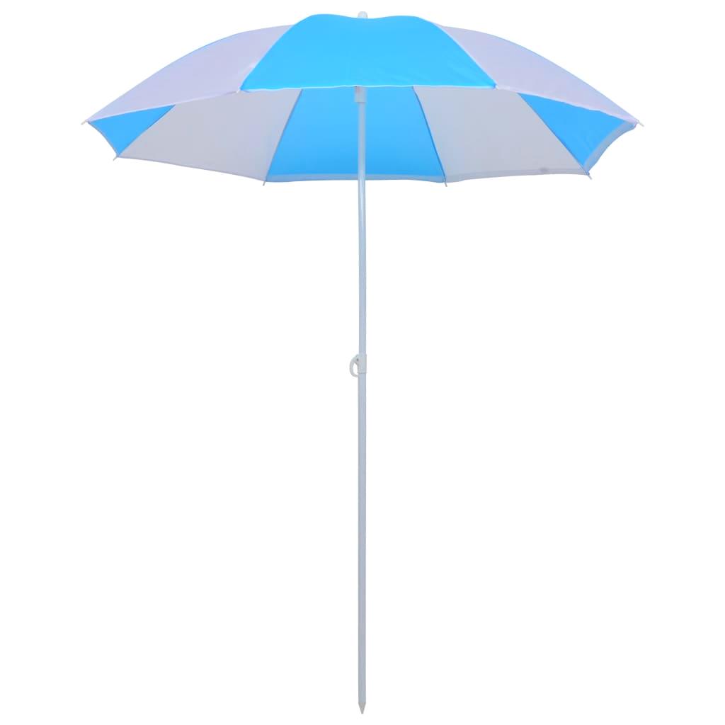 Beach Umbrella Blue And White 180cm Sun Shade Portable Outdoor Shelter 